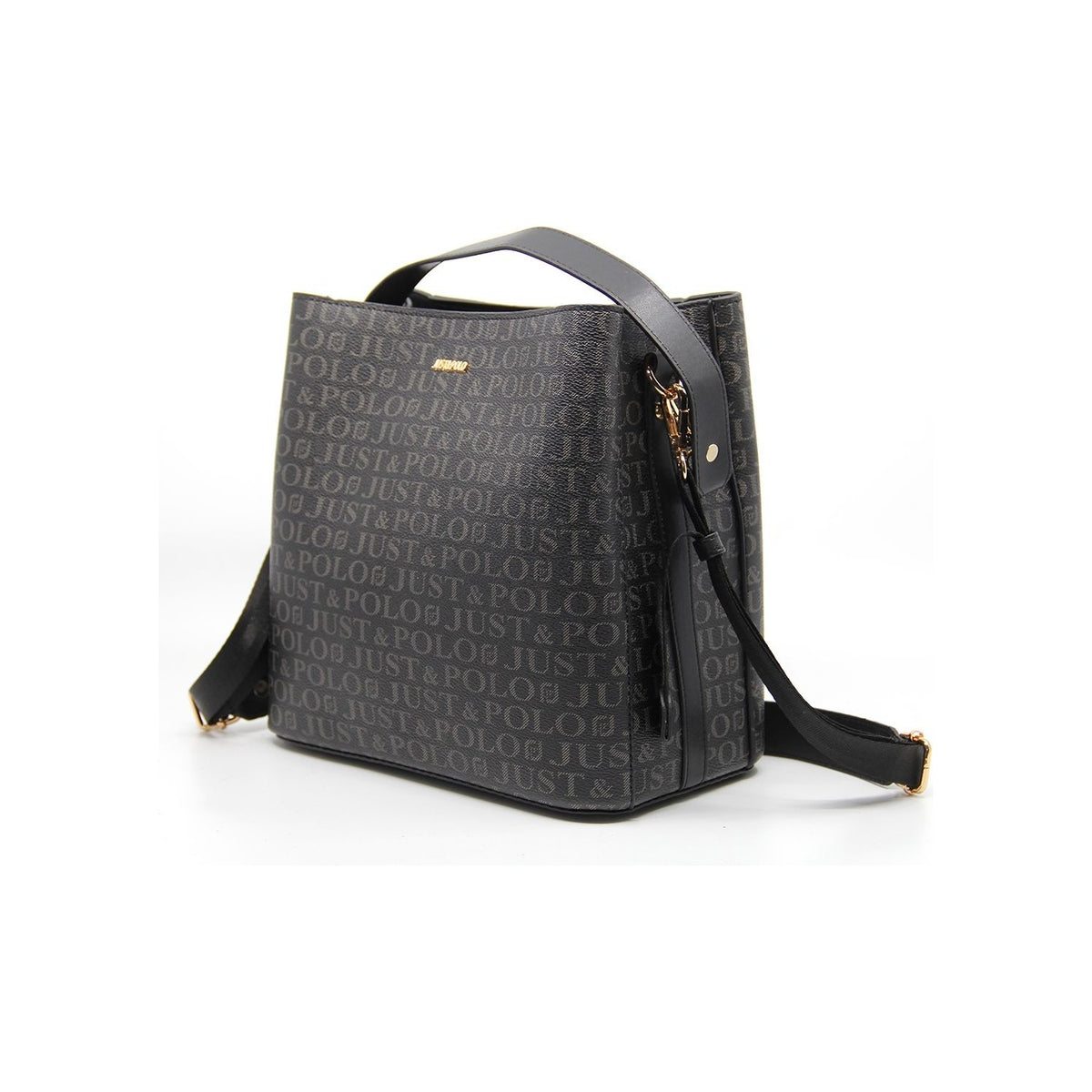 Just Polo Women's 3-Compartment Adjustable Long Strap Hand and Shoulder Bag JPM2065 Black - MALLTURK