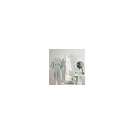 Tac Elenor Pure Cotton Family Bathrobe Set Green White - MALLTURK