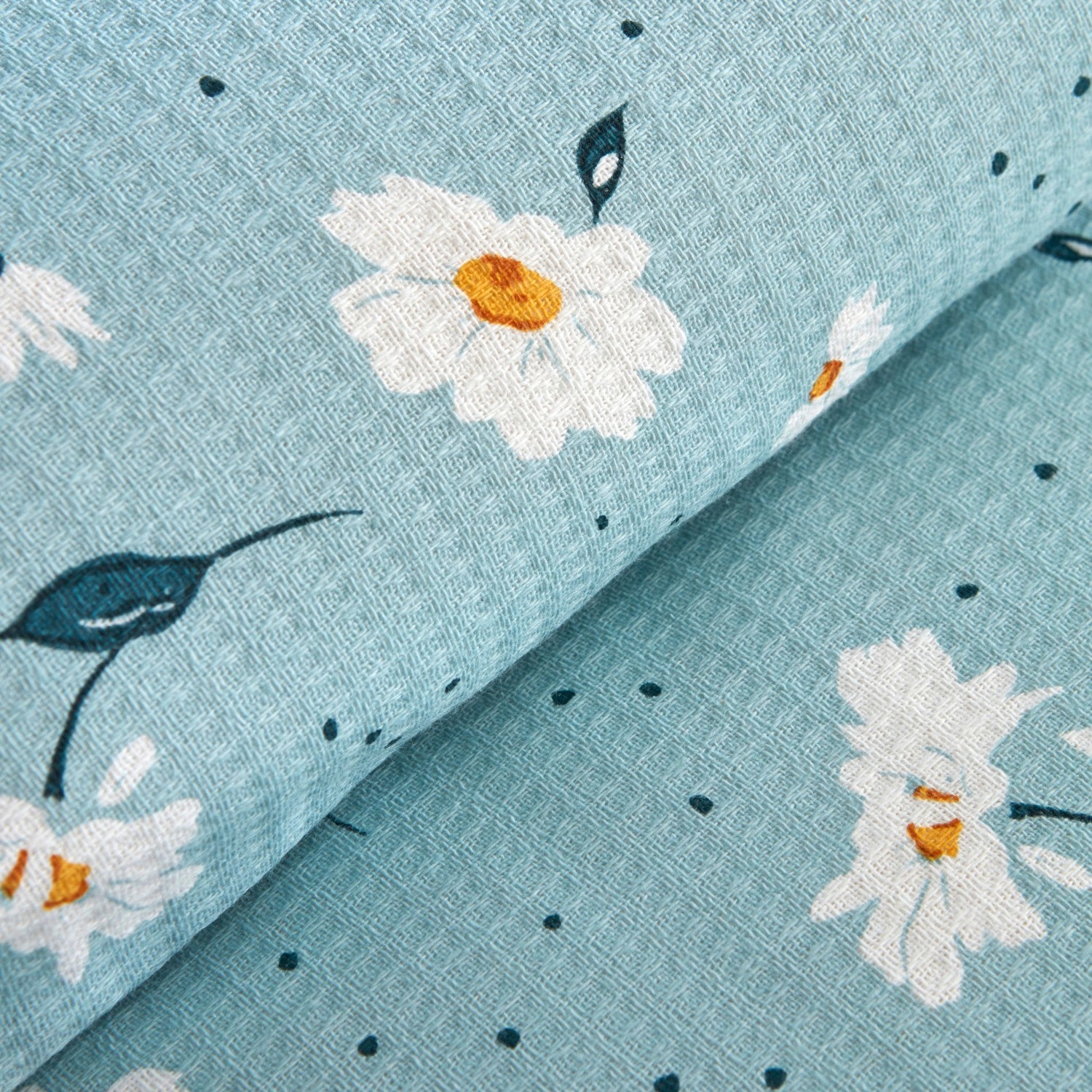 Karaca Home Daisy 100% Cotton Double Bed Quilted Bedding Set Mint PP - MALLTURK