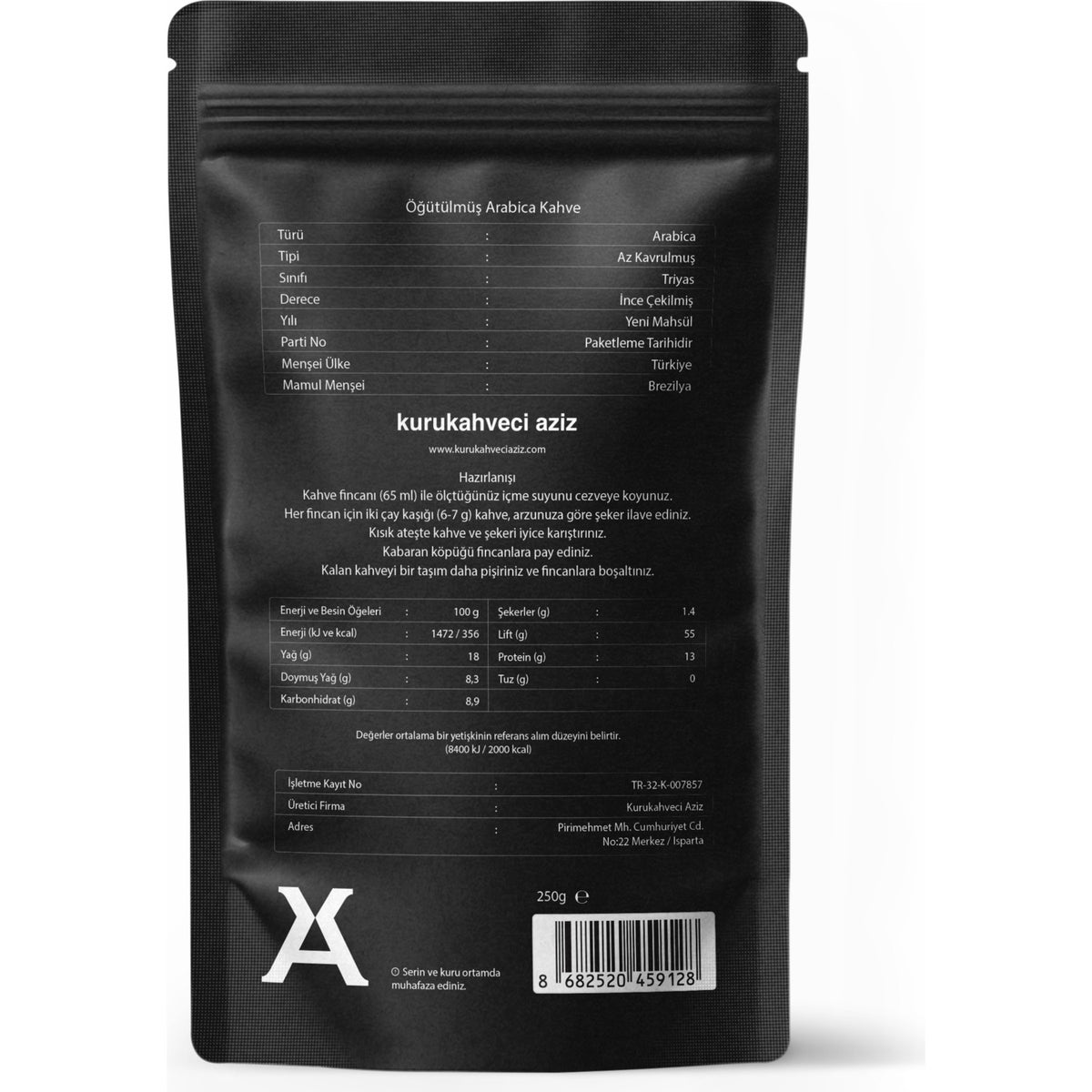Kurukahveci Aziz Lightly Roasted Turkish Coffee 4x250 Grams - MALLTURK