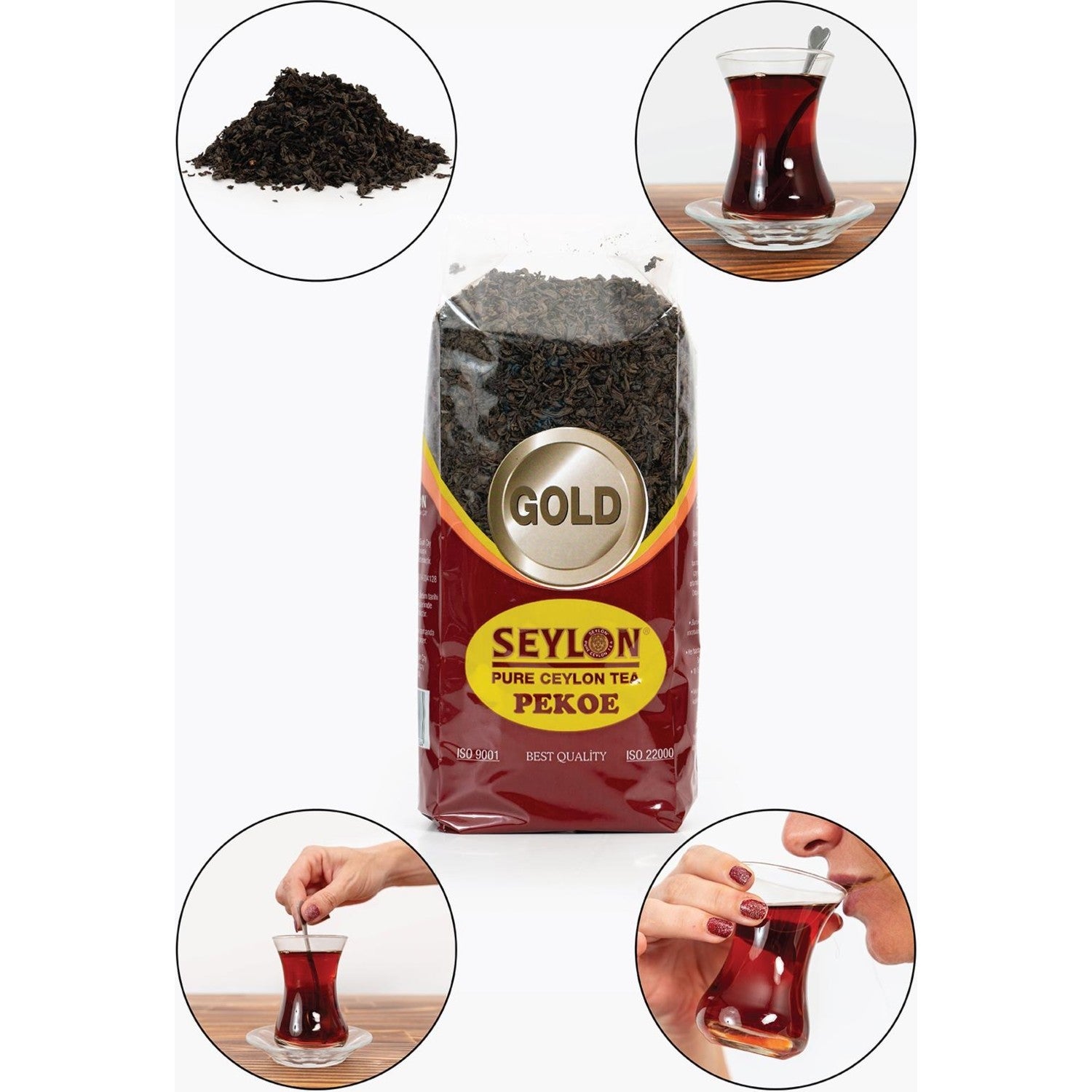Seylon tea 500 g Seylon Pekoe Gold 100% Saf Ceylon Tea 3 pieces Ithal Seylan Sri Lanka Kacak Siyah Yaprak tea. - MALLTURK