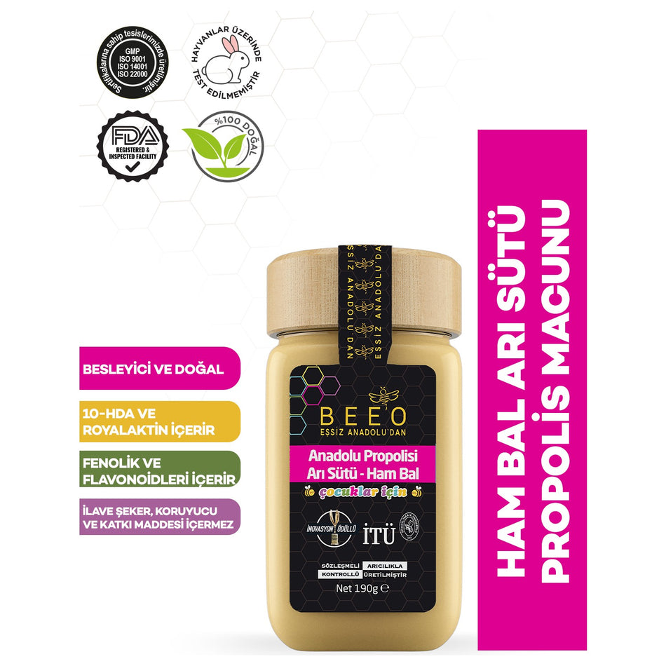 BEE'O Propolis + Royal Jelly + Raw Honey (Children) 190g - MALLTURK