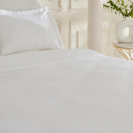 Karaca Home Vessa 120 Thread Count %100 Cotton Sateen Double Duvet Cover Set Striped White - MALLTURK