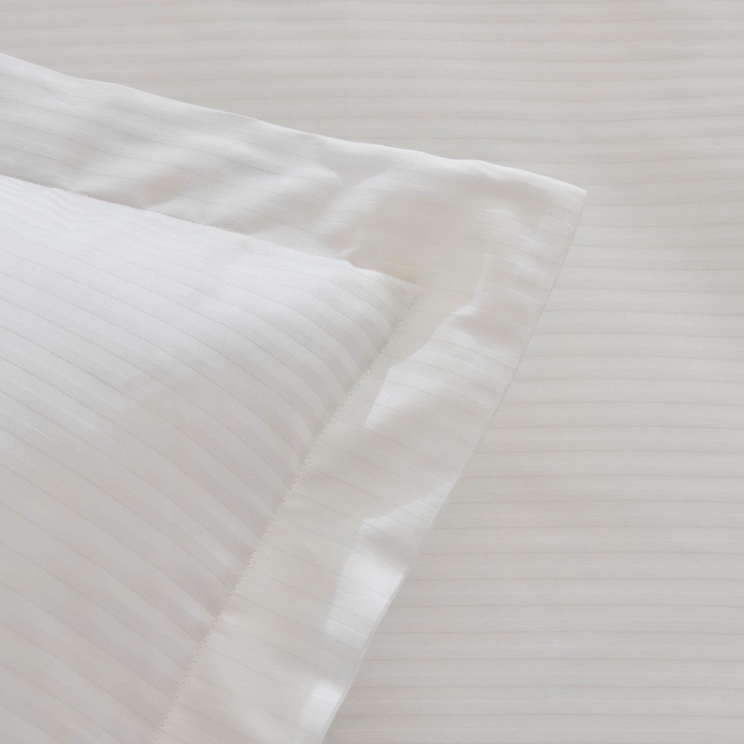 Karaca Home Vessa 120 Thread Count %100 Cotton Sateen Double Duvet Cover Set Striped White - MALLTURK