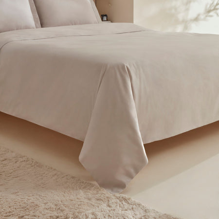 Karaca Home Ina 80 Thread Count %100 Cotton Double Percale Duvet Cover Set Light Gray - MALLTURK