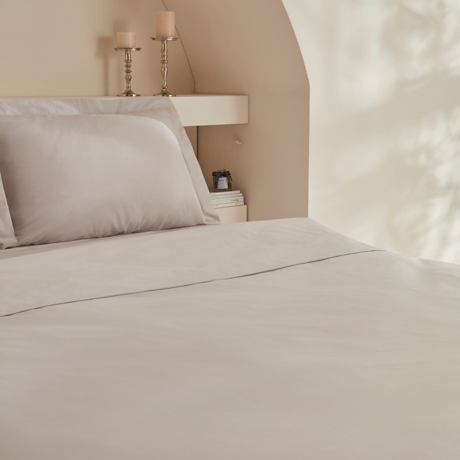 Karaca Home Ina 80 Thread Count %100 Cotton Double Percale Duvet Cover Set Light Gray - MALLTURK