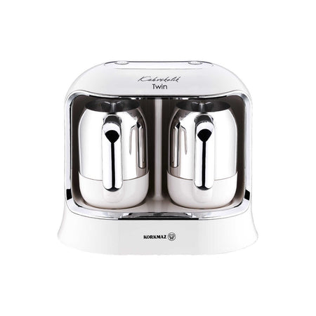Korkmaz Kahvekolik Twin A861-08 Coffee Maker, Vanilla and Chrome - MALLTURK