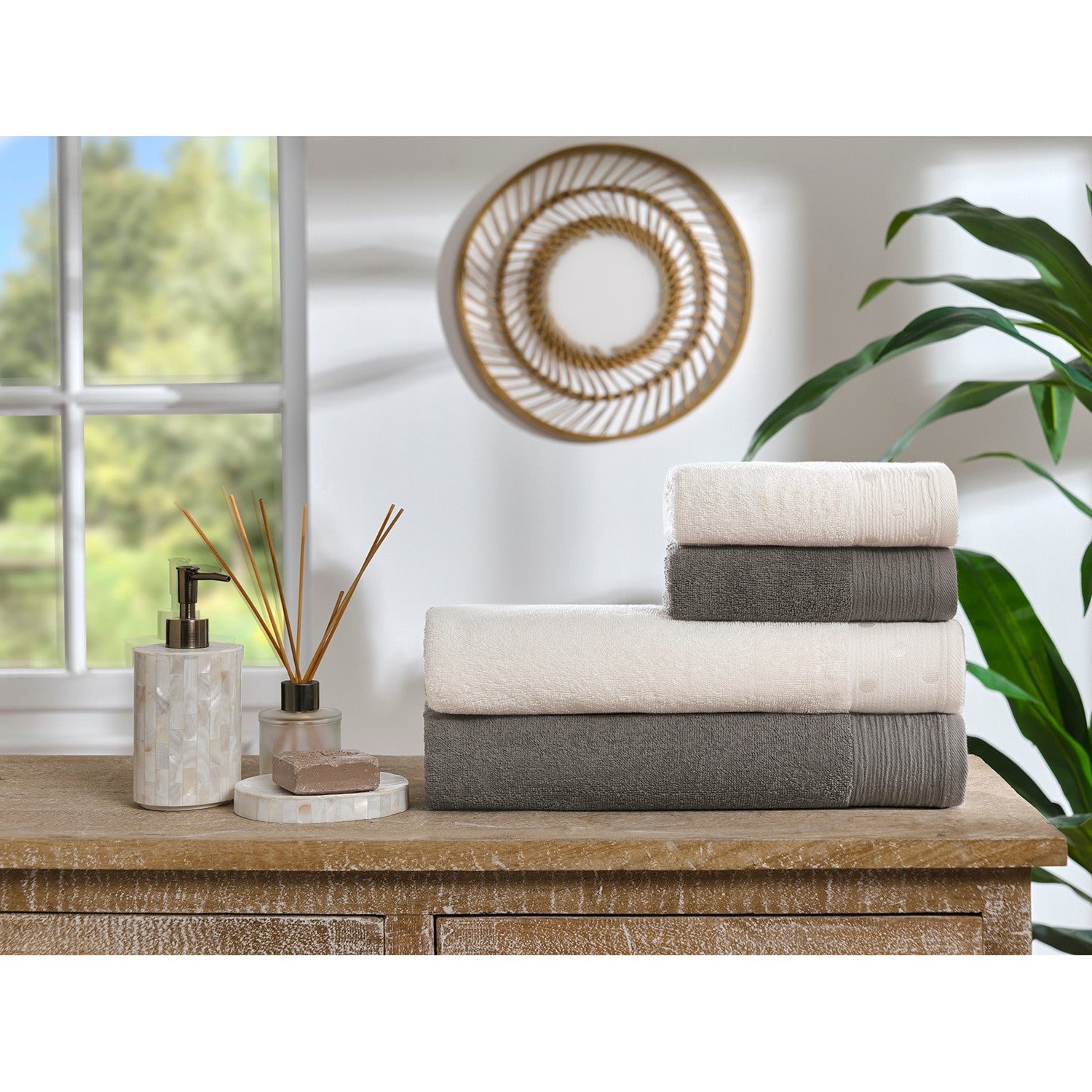 Ozdilek Point Towel Set Anthracite - MALLTURK