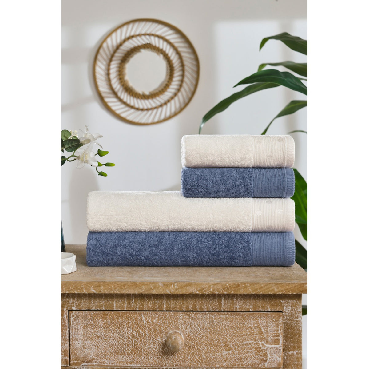 Ozdilek Point Towel Set Indigo - MALLTURK