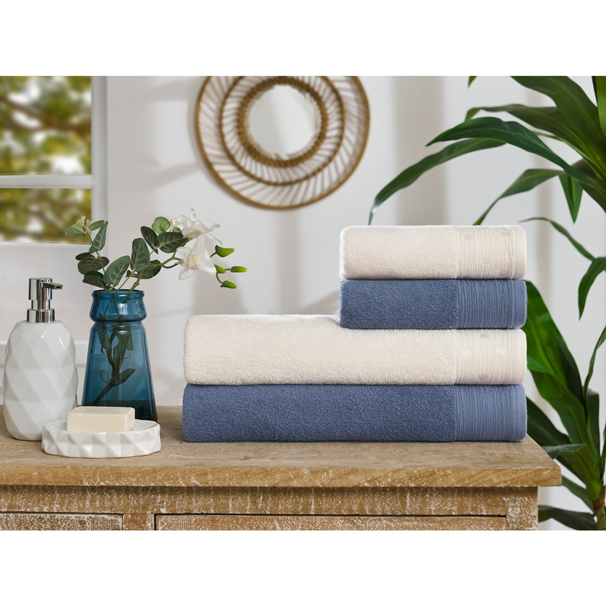 Ozdilek Point Towel Set Indigo - MALLTURK