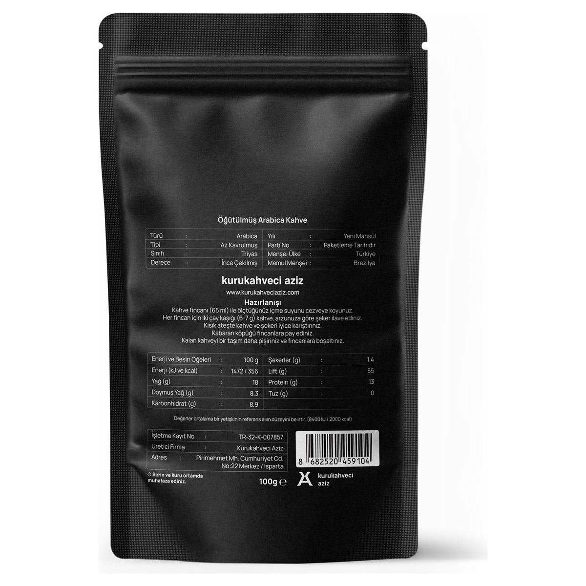 Kurukahveci Aziz Lightly Roasted Traditional Turkish Coffee, Mild Flavor, 500 gr - MALLTURK