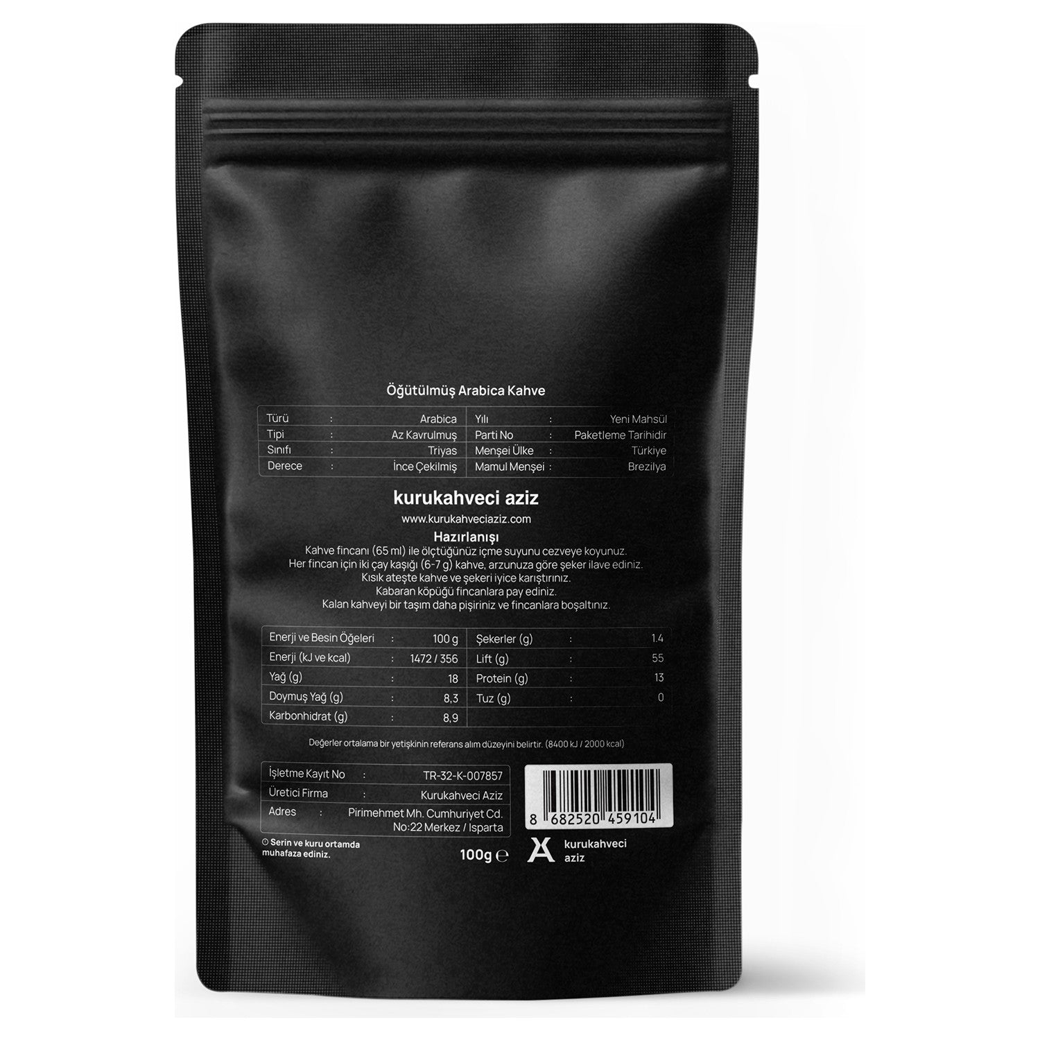 Kurukahveci Aziz Lightly Roasted Traditional Turkish Coffee, Mild Flavor, 500 gr - MALLTURK