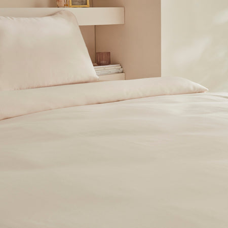 Karaca Home Vinas 80 Thread Count %100 Cotton Double Sateen Piped Duvet Cover Set Beige - MALLTURK