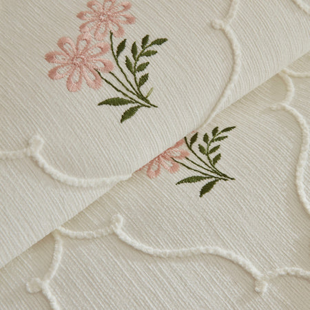 Karaca Home Myra Floral Embroidered Double Bedspread, Ecru - MALLTURK