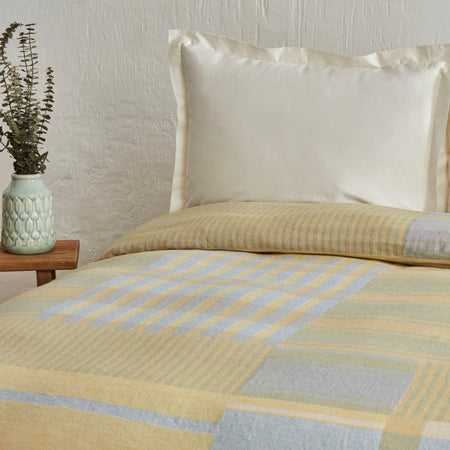 Karaca Home Striped 100% Cotton Double Muslin Quilted Blanket Blue - MALLTURK