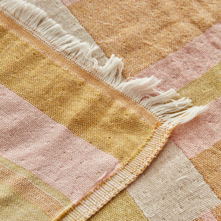 Karaca Home Striped 100% Cotton Double Muslin Quilted Blanket, Baby Pink - MALLTURK