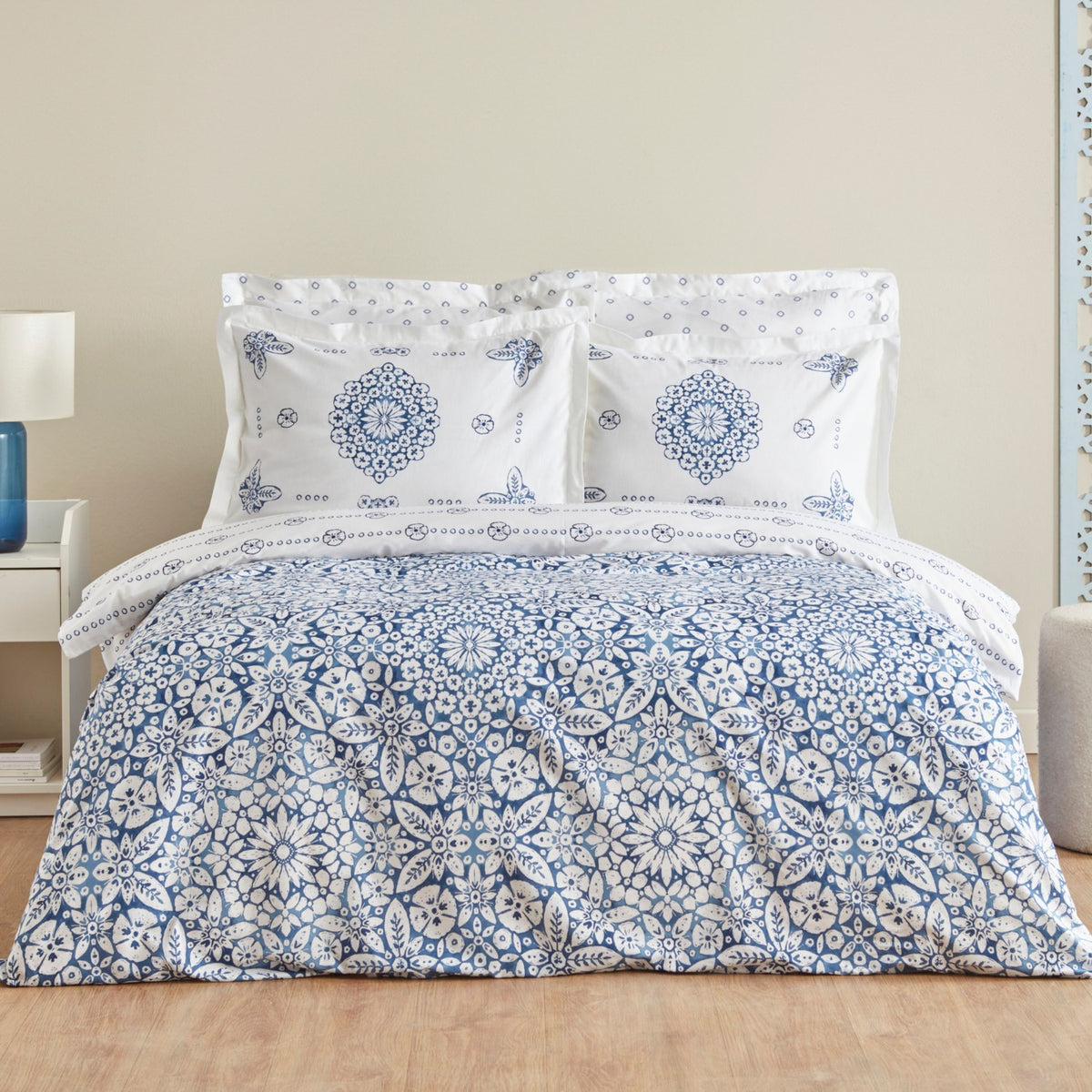 Karaca Homeida Blue 100% Cotton Single Duvet Cover Set - MALLTURK