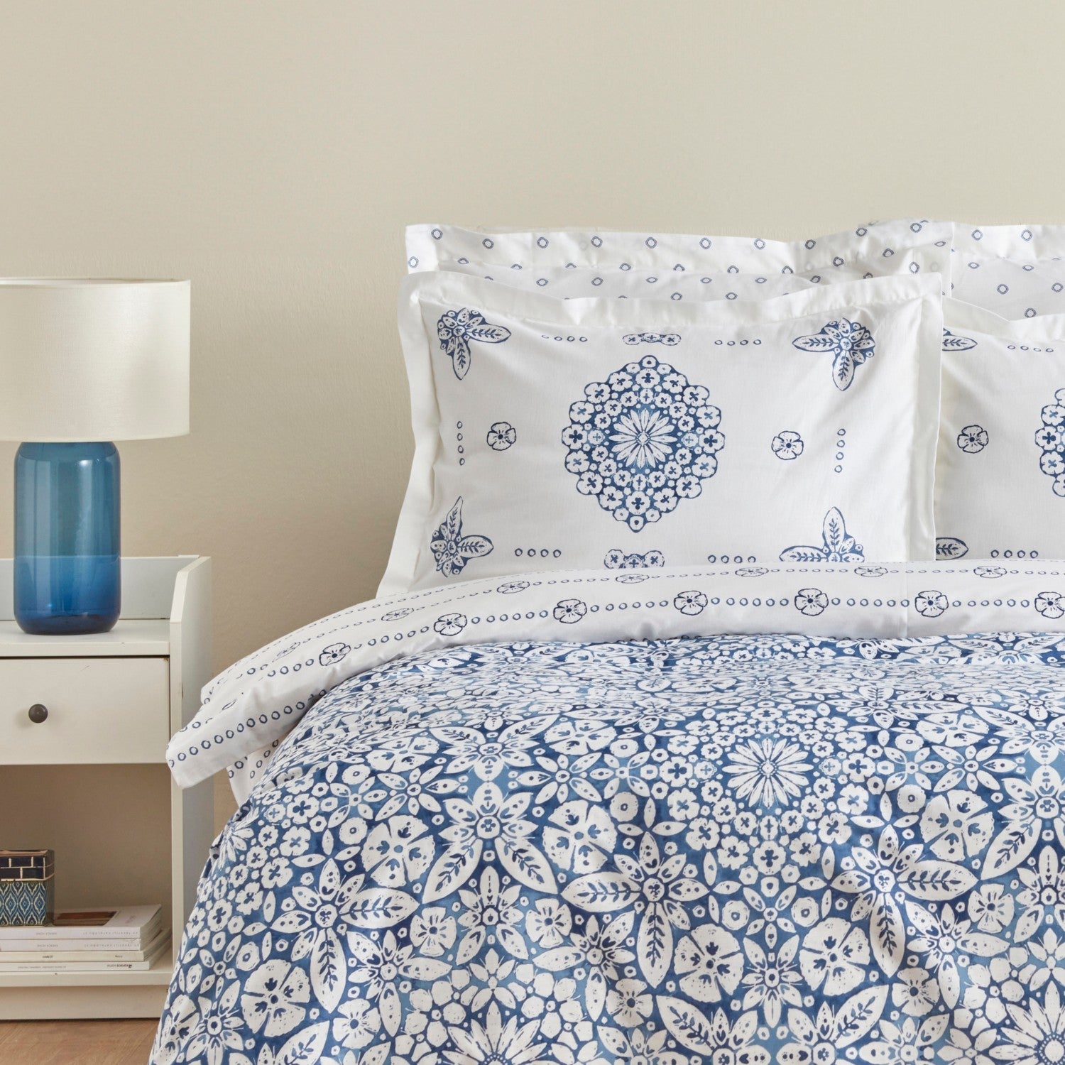 Karaca Homeida Blue 100% Cotton Single Duvet Cover Set - MALLTURK