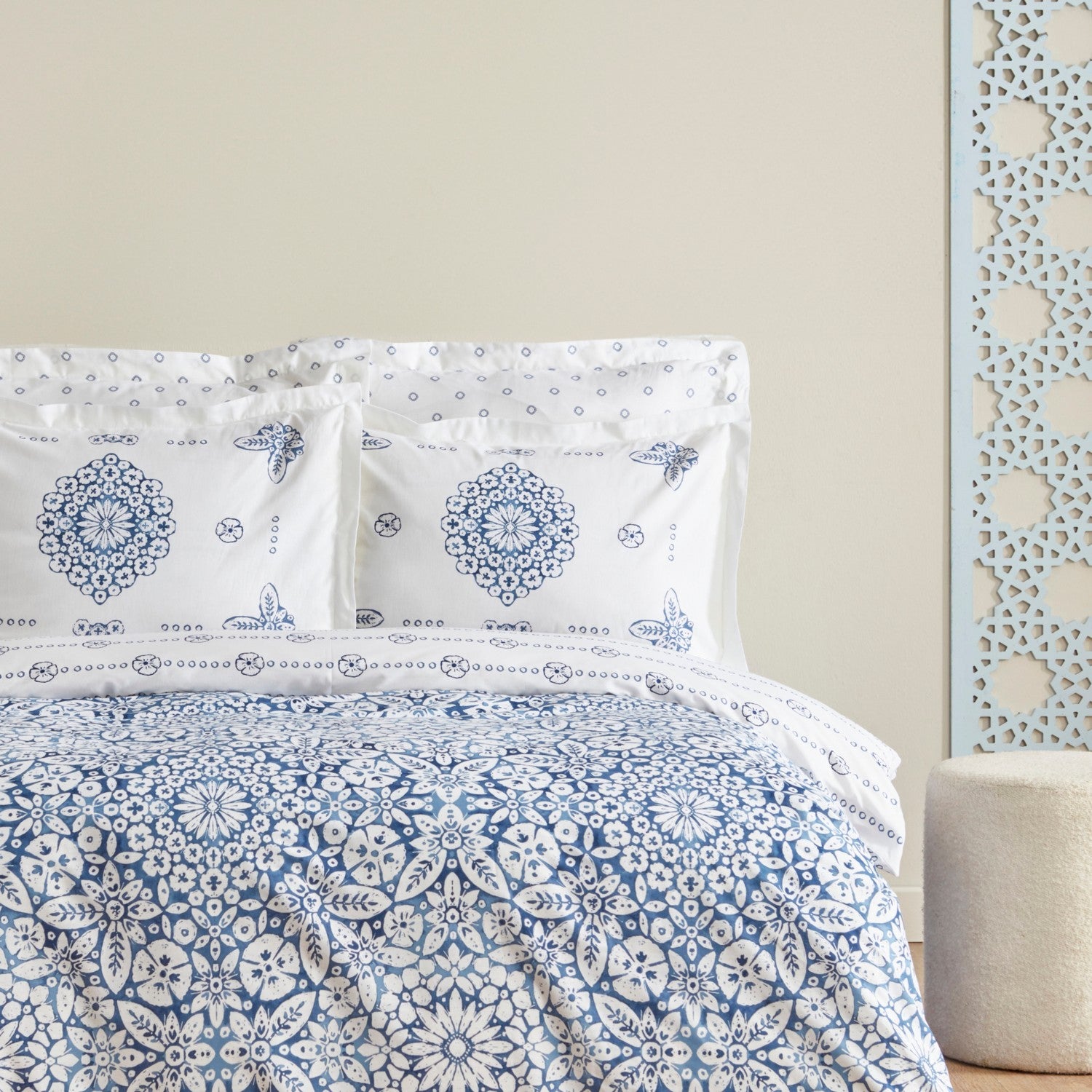 Karaca Homeida Blue 100% Cotton Single Duvet Cover Set - MALLTURK
