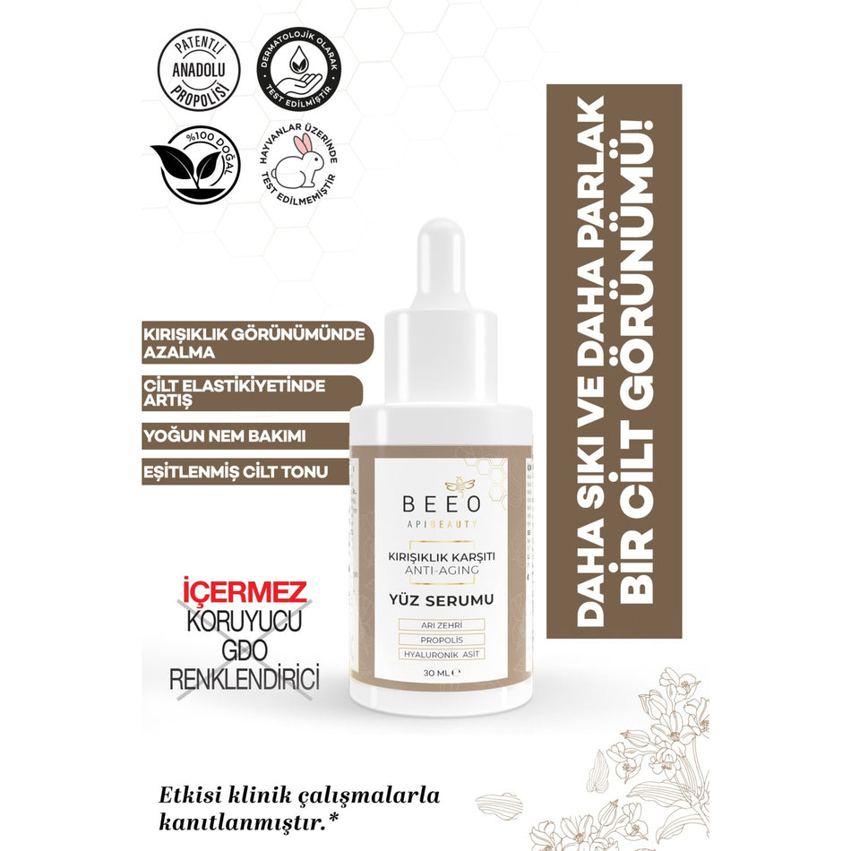 BEE'O Apibeauty With Bee Venom With Propolis Anti-Aging Face Care Serum 30 ml - MALLTURK
