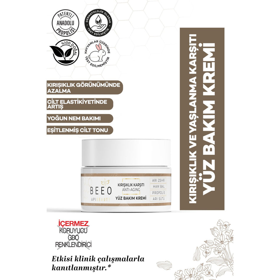 BEE'O Apibeauty With Bee Venom With Propolis With Royal Jelly Anti-Aging Face Care Cream 50 ml - MALLTURK