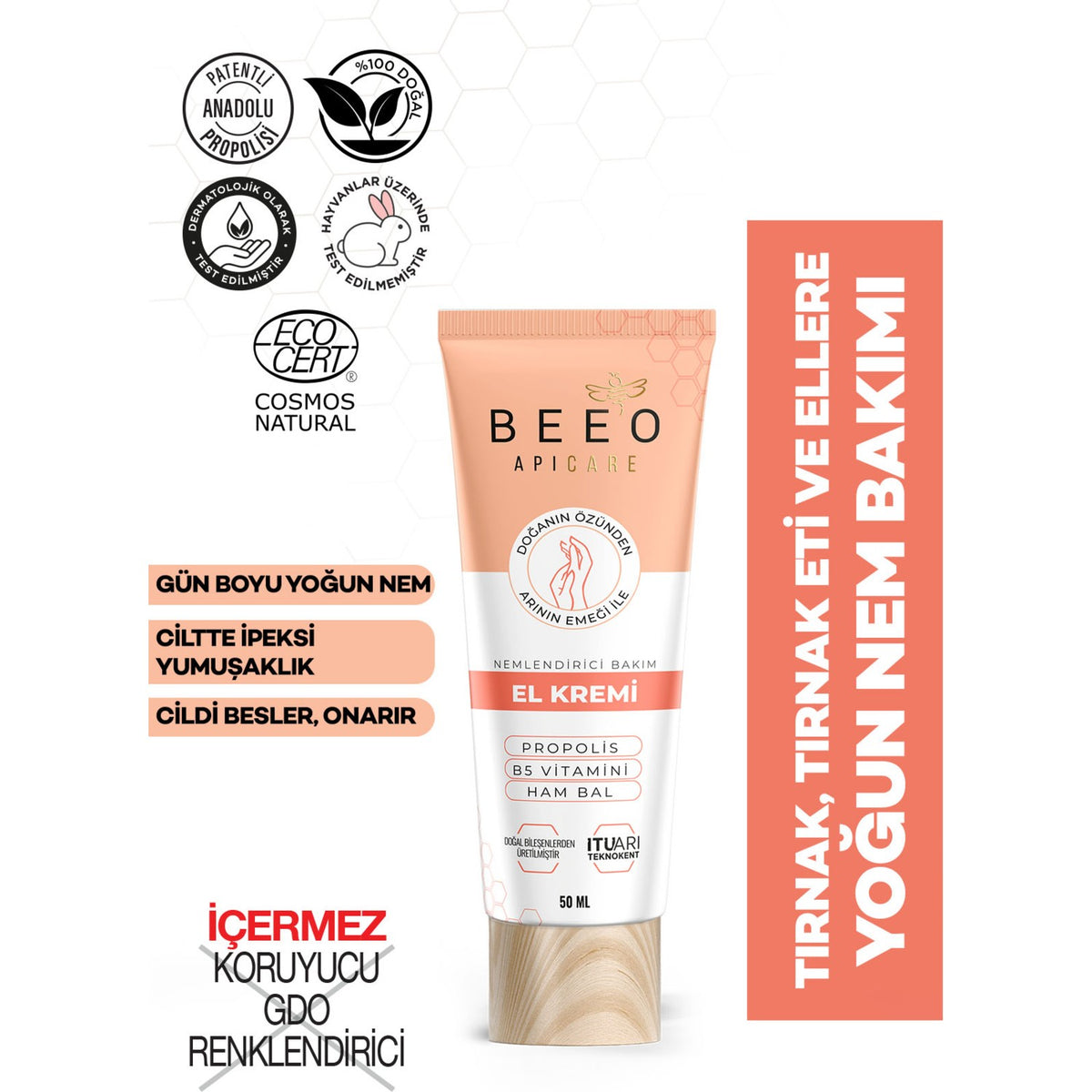 BEE'O Moisturizing With Honey Organic Hand Cream 50 ml