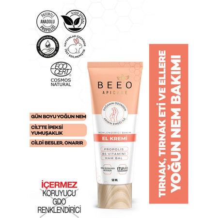 BEE'O Moisturizing With Honey Organic Hand Cream 50 ml