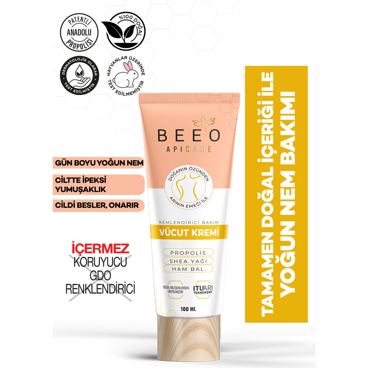 BEE'O Apicare Body Cream 100 ml Propolis and Shea Butter with Intensive Moisturizing - MALLTURK