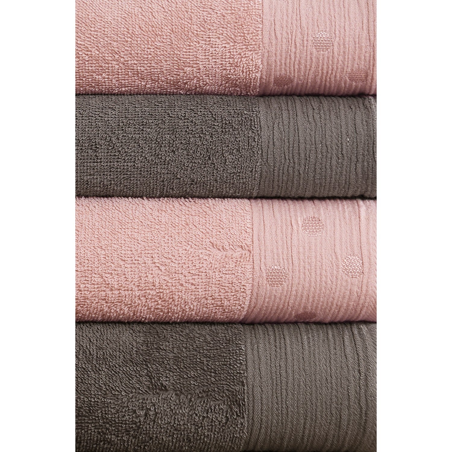Ozdilek Point Cotton Towel Set 70 x 150 cm Bleach Resistant Pink Color 2 Bath Towels 2 Hand Towels - MALLTURK