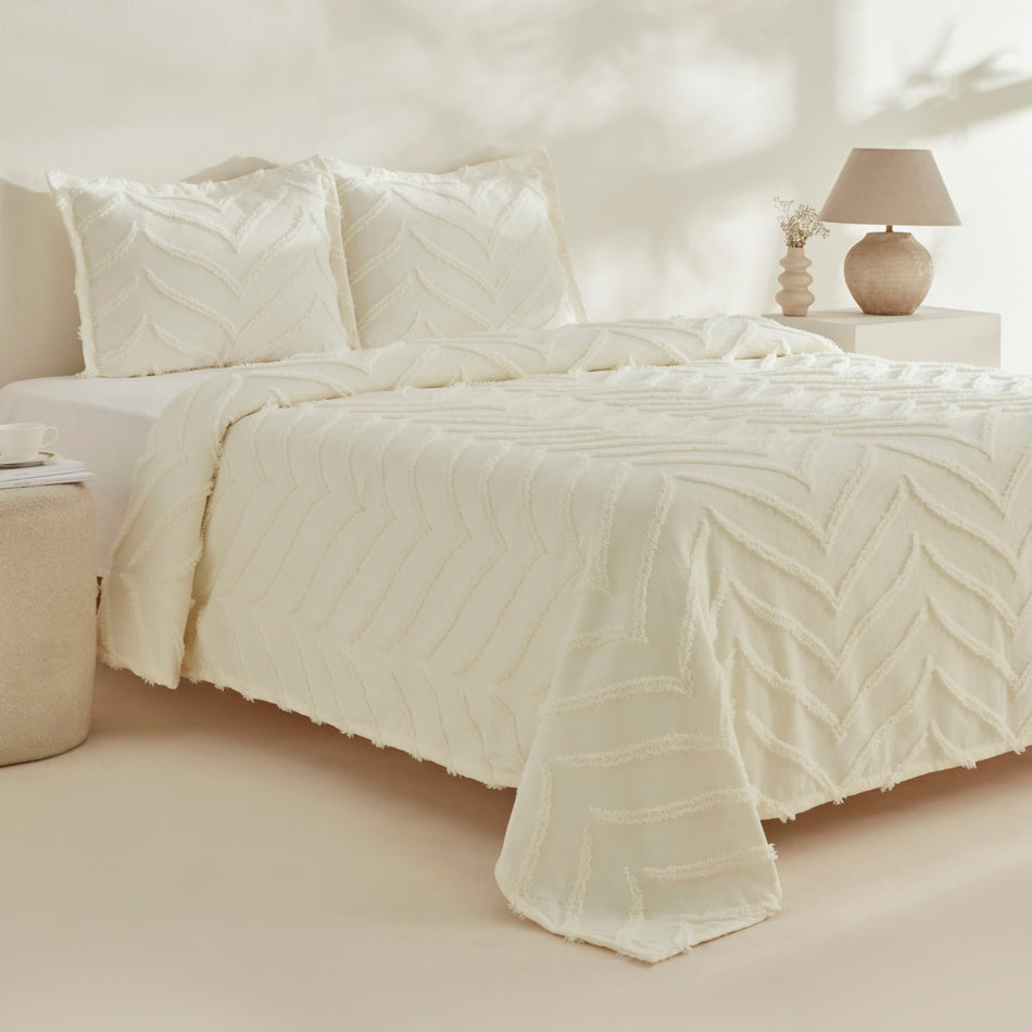 Karaca Home Arlina Geo Ecru Double Bedspread - MALLTURK
