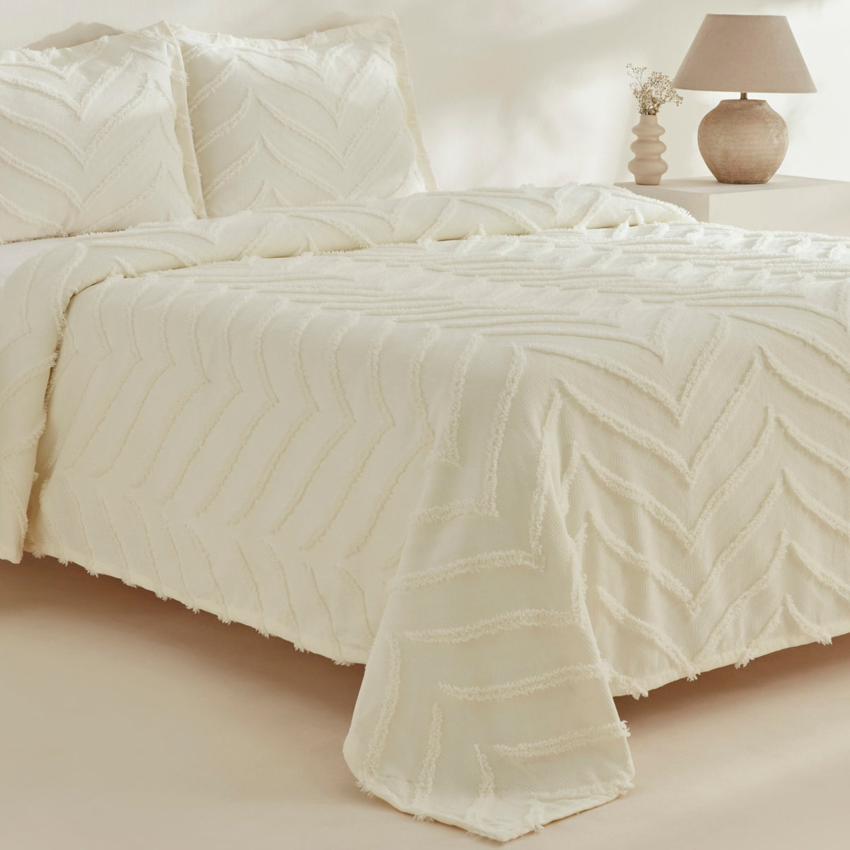 Karaca Home Arlina Geo Ecru Double Bedspread - MALLTURK