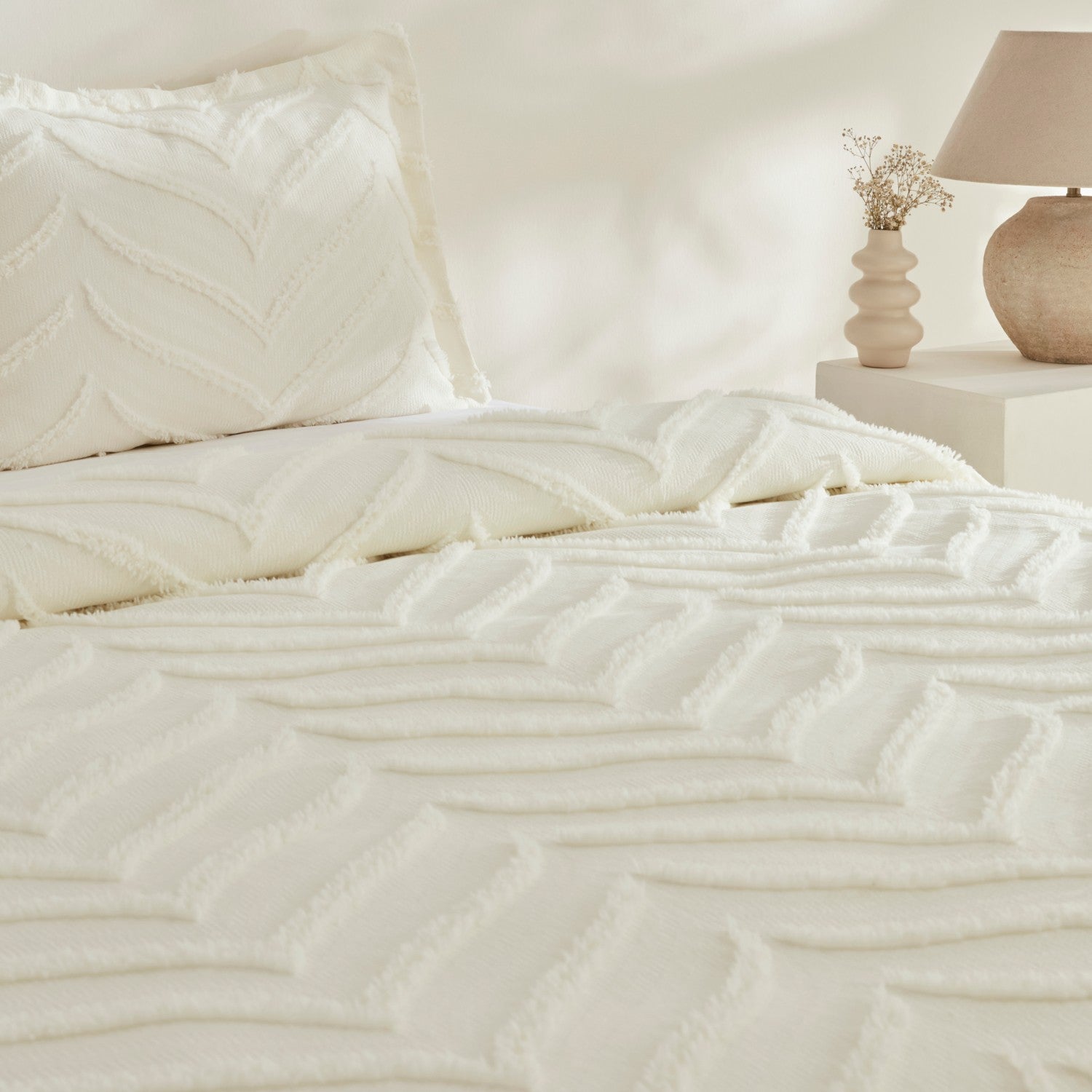Karaca Home Arlina Geo Ecru Double Bedspread - MALLTURK