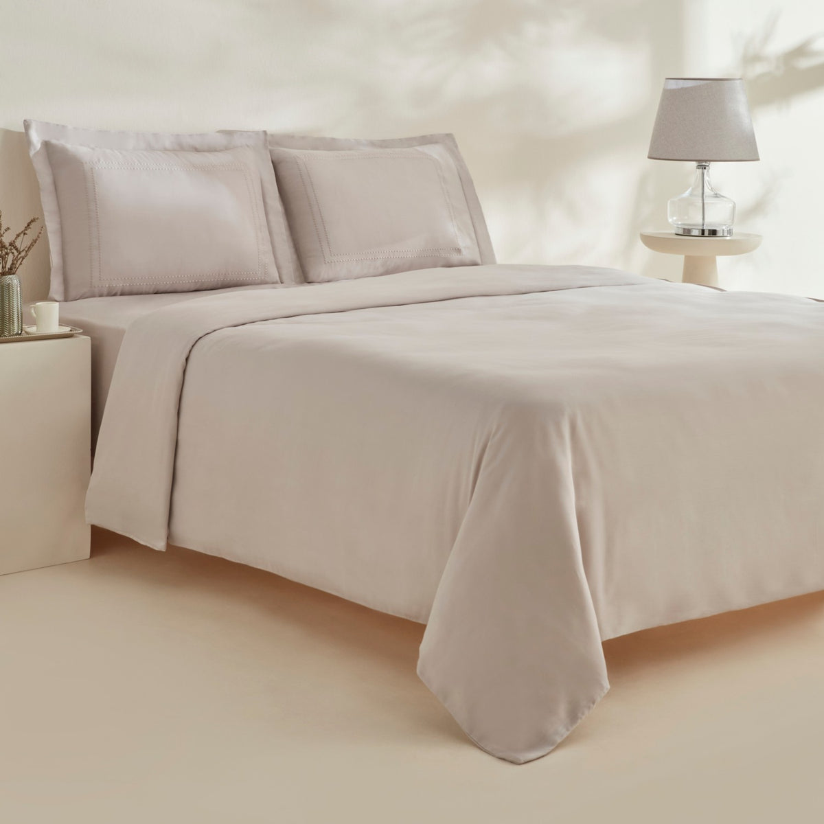 Karaca Home Felves %100 Cotton King Size Duvet Cover Set Light Gray - MALLTURK