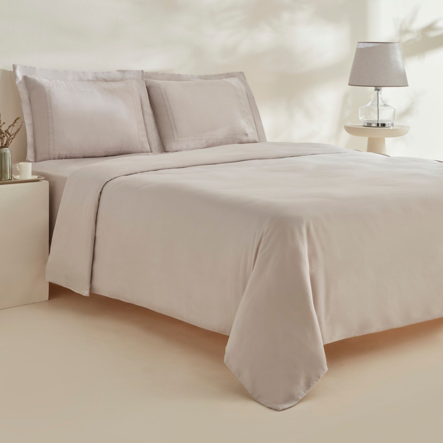 Karaca Home Felves %100 Cotton King Size Duvet Cover Set Light Gray - MALLTURK