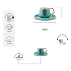 Karaca Karena 4-Piece Blue Porcelain Turkish Coffee Cup Set for 2, 100 ml