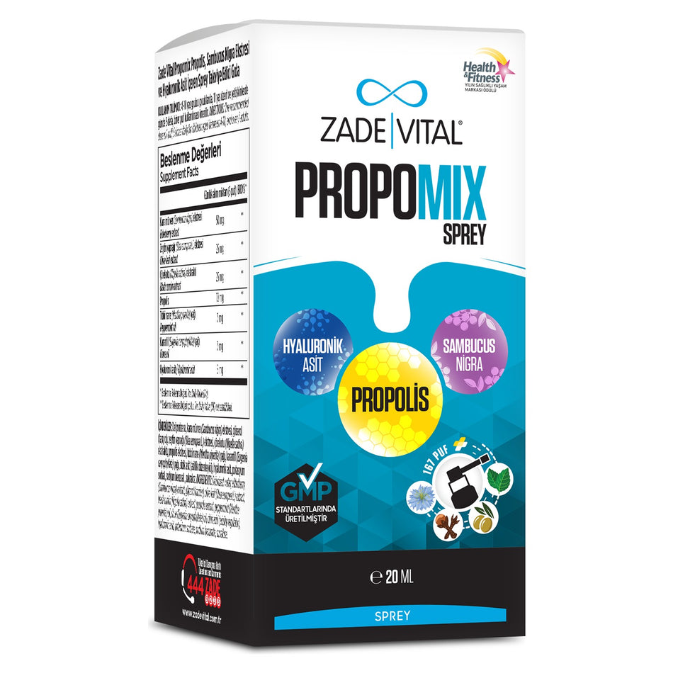 Zade Vital 20 ml Propomix Spray Propolis with Dietary Supplement 11 Yas Ustu Kullanima Uygun - MALLTURK