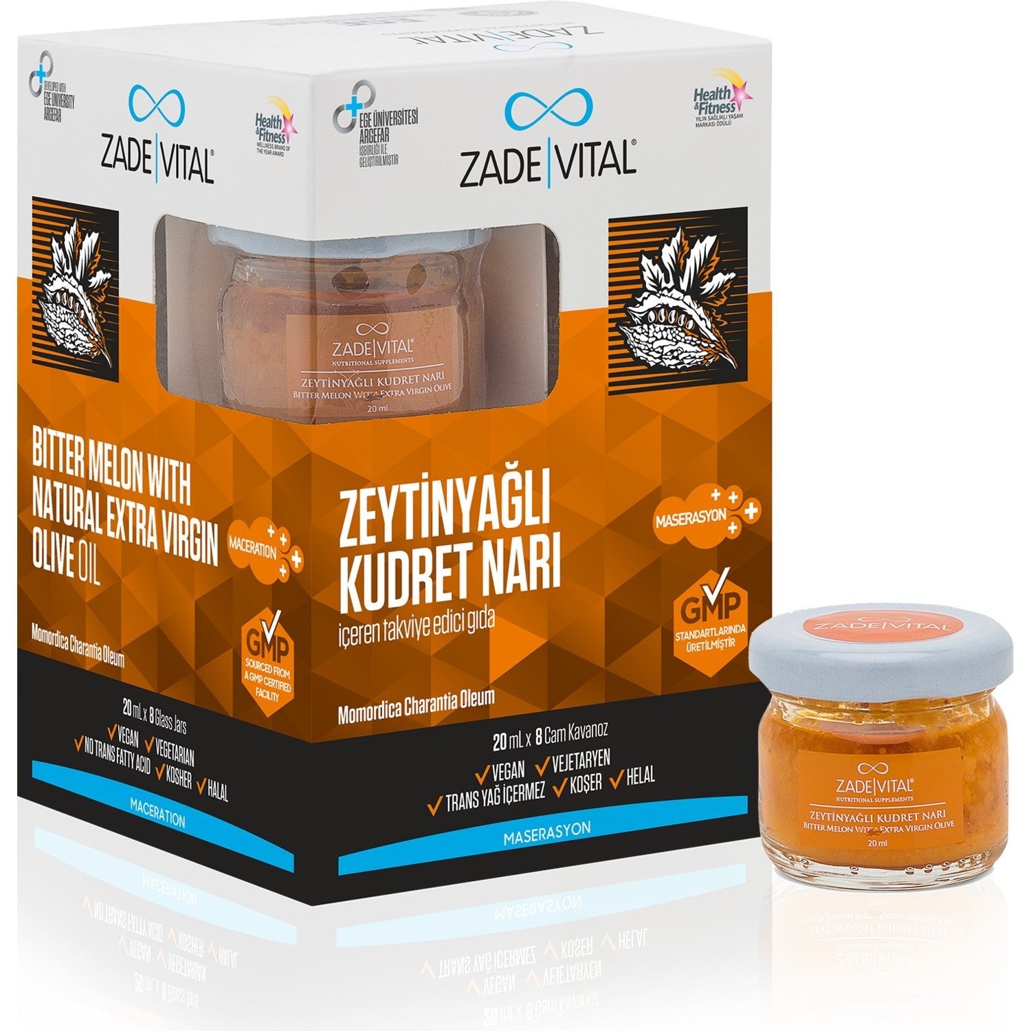 Zade Vital Zeytinyagli Kudret Nari 8 Cam Kavanoz Turkey Uretimi Vegan with Saglikli Secim - MALLTURK