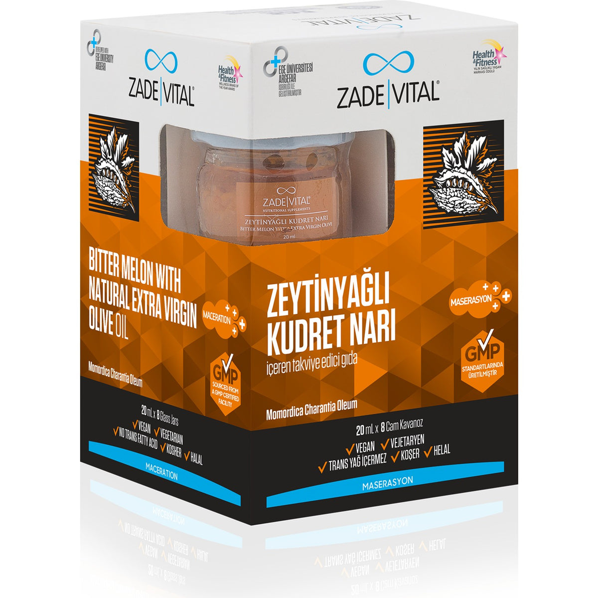 Zade Vital Zeytinyagli Kudret Nari 8 Cam Kavanoz Turkey Uretimi Vegan with Saglikli Secim - MALLTURK