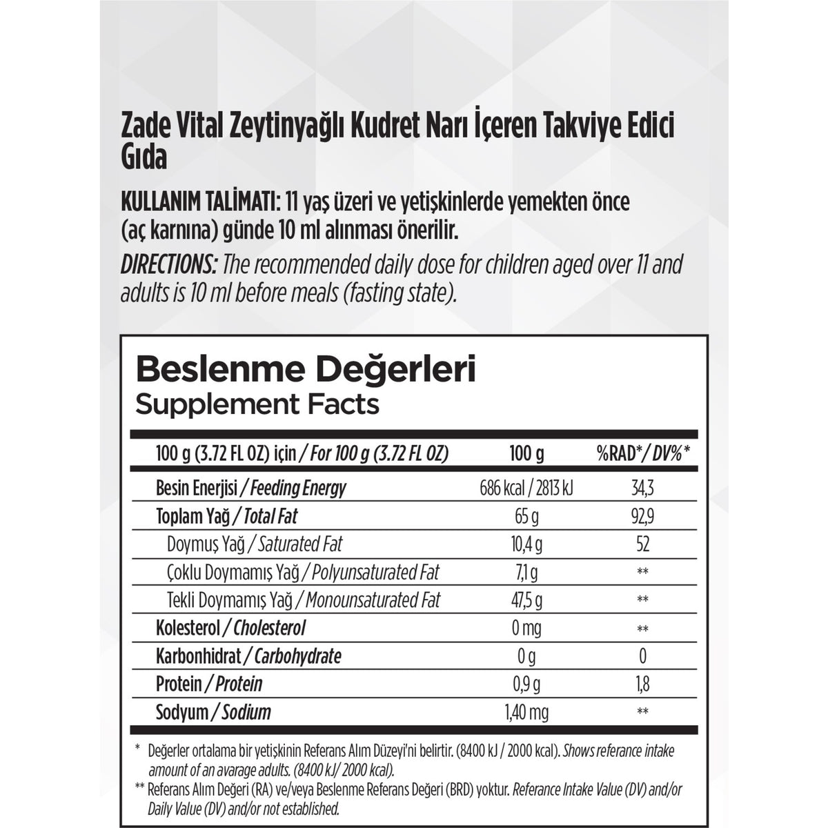Zade Vital Zeytinyagli Kudret Nari 8 Cam Kavanoz Turkey Uretimi Vegan with Saglikli Secim - MALLTURK