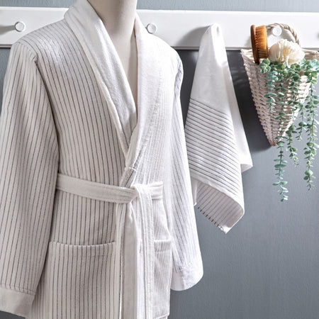 Tac Ritmo Cotton S/M Bathrobe Set White - MALLTURK