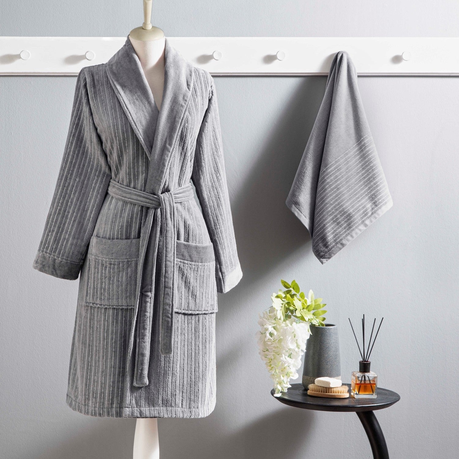 Tac Ritmo Cotton S/M Bathrobe Set Anthracite - MALLTURK
