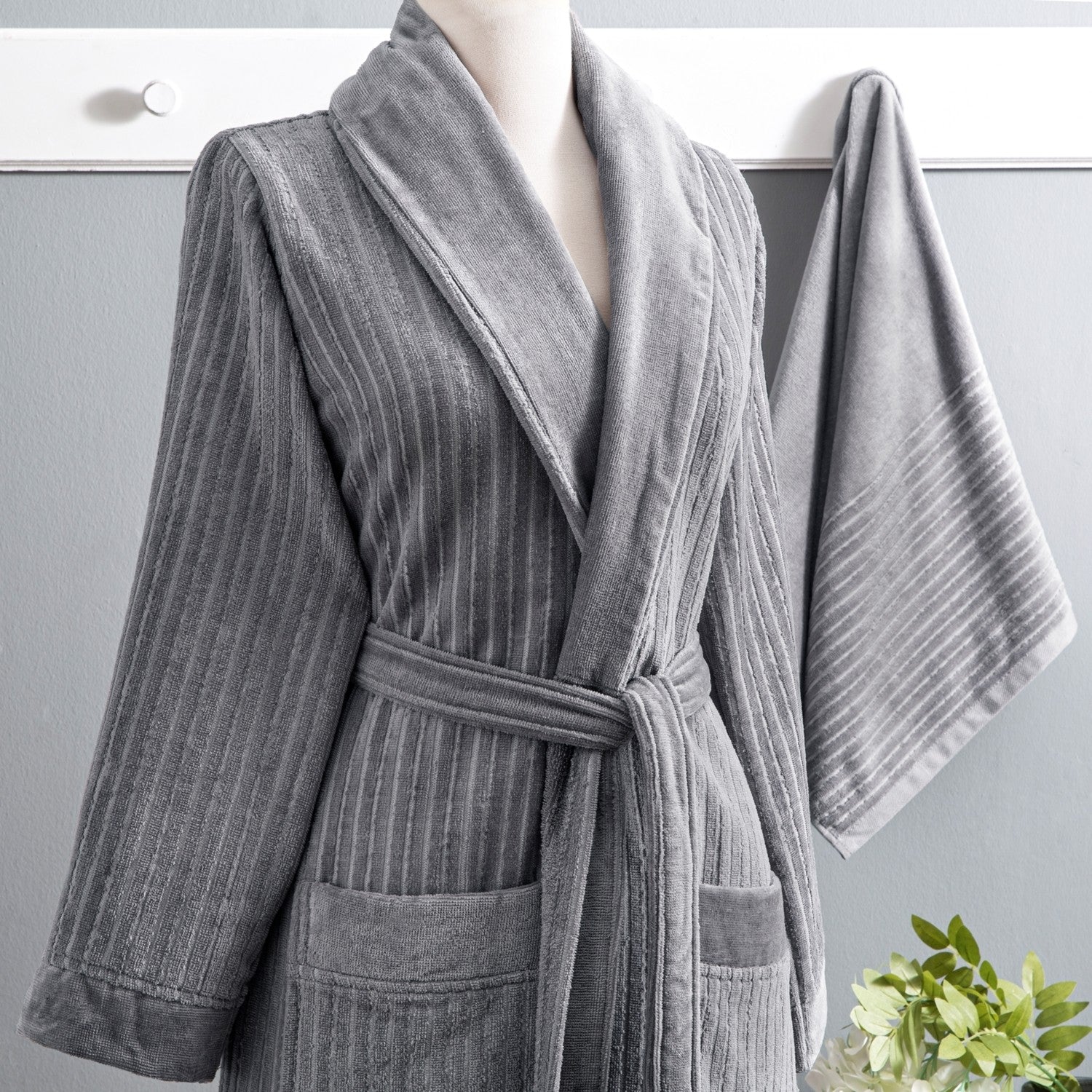Tac Ritmo Cotton S/M Bathrobe Set Anthracite - MALLTURK