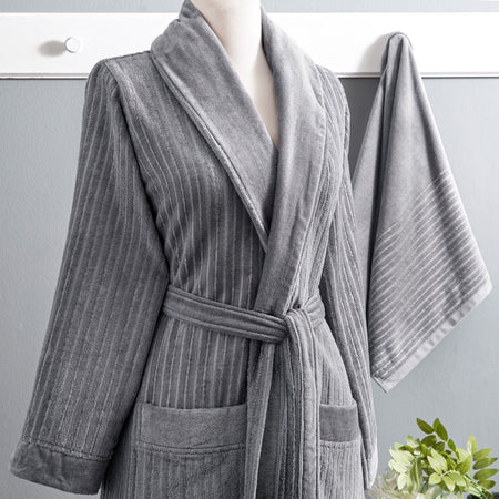 Tac Ritmo Cotton S/M Bathrobe Set Anthracite - MALLTURK