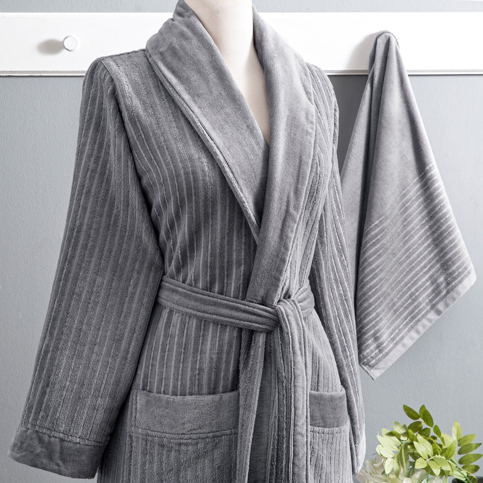 Tac Ritmo Cotton S/M Bathrobe Set Anthracite - MALLTURK