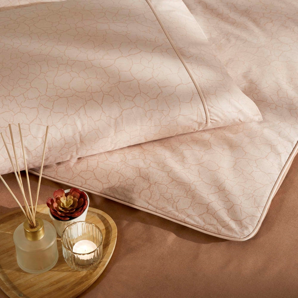Tac Riven Piped Double Duvet Cover Set Tan - MALLTURK