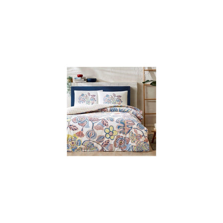 Tac Cecilia Ranforce Single Duvet Cover Set Blue - MALLTURK