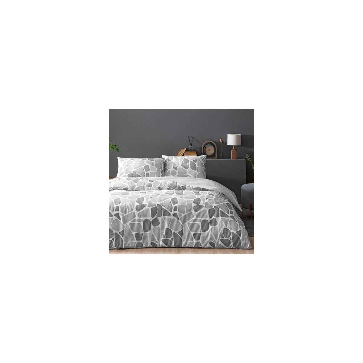 Tac Alvy Ranforce Double Duvet Cover Set Gray - MALLTURK