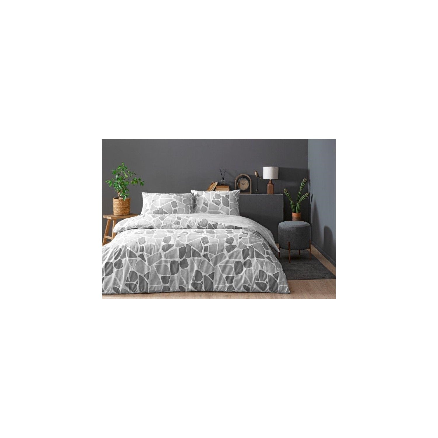 Tac Alvy Ranforce Double Duvet Cover Set Gray - MALLTURK