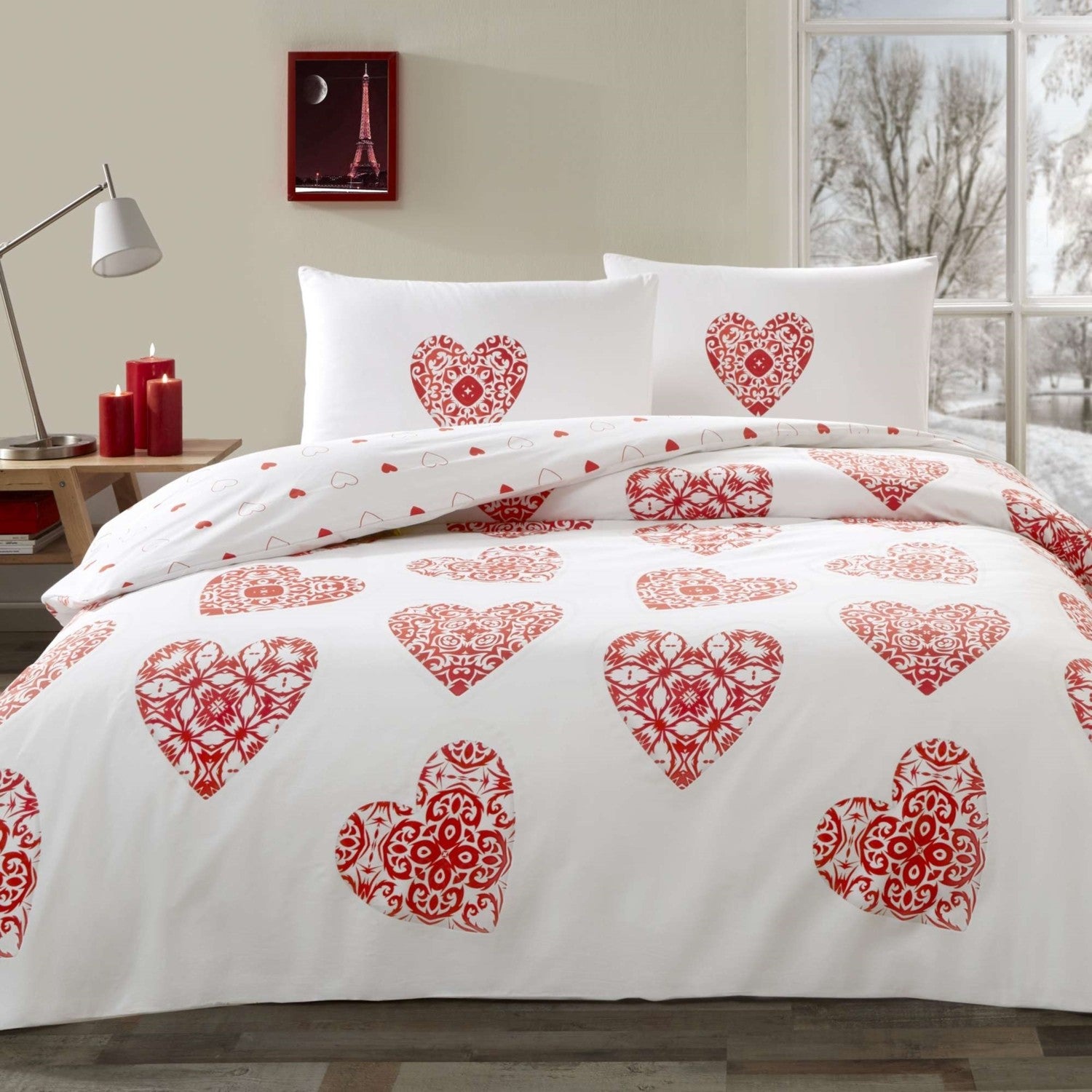 Tac Cordelia Ranforce Double Duvet Cover Set Red - MALLTURK
