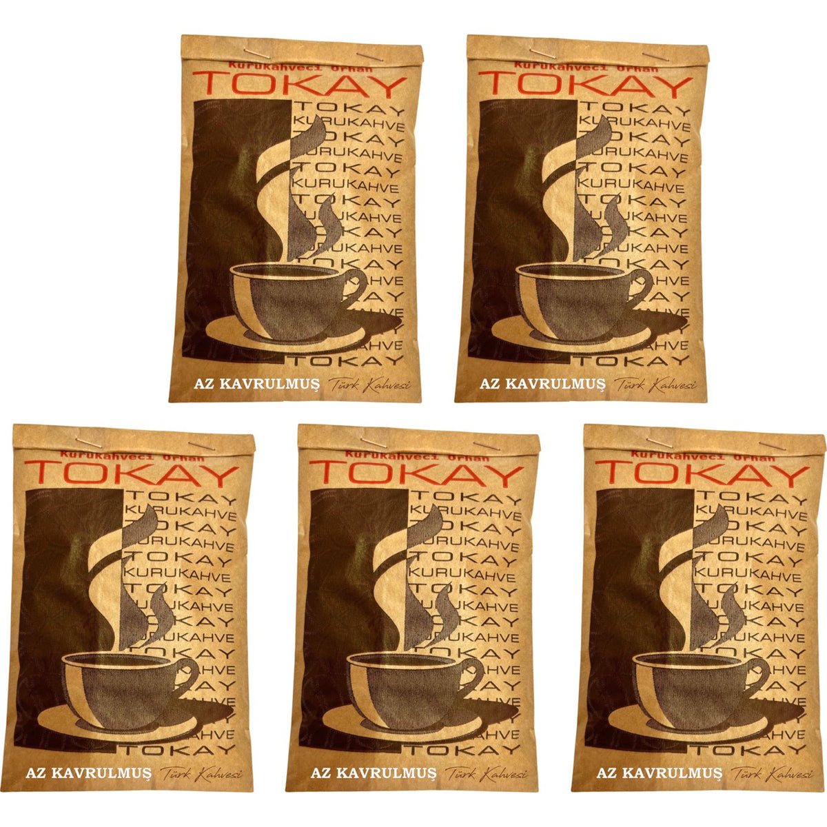 Cinbas Traditional Light Roast Turkish Coffee, Mild and Foamy, 5 x 100 gr - MALLTURK